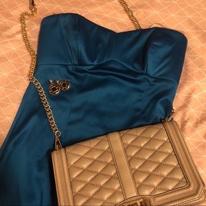 Blue Strapless Cocktail Dress